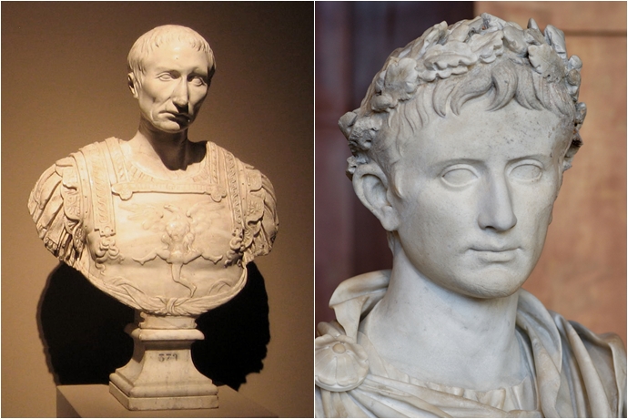 (좌)율리우스 카이사르와 (우)아우구스투스의 조각상