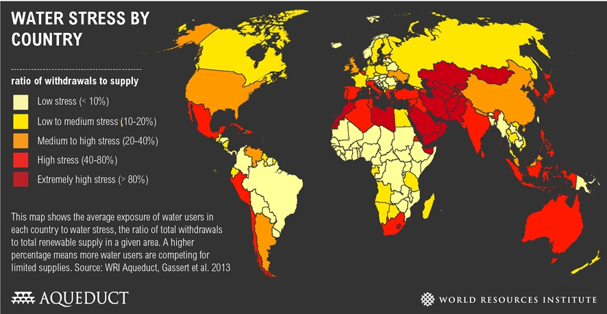 2013 세계 물부족국가 현황ⓒwww.wri.org