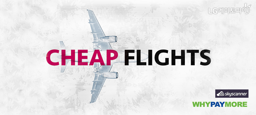 Cheap Flights 저가 항공권을 판매하는 스카이 스캐너와 와이페어모어의 로고