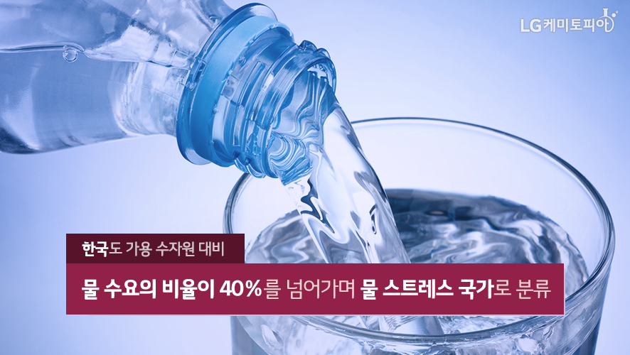 한국도 가용 수자원 대비: 물 수요의 비율이 40%를 넘어가며 물 스트레스 국가로 분류